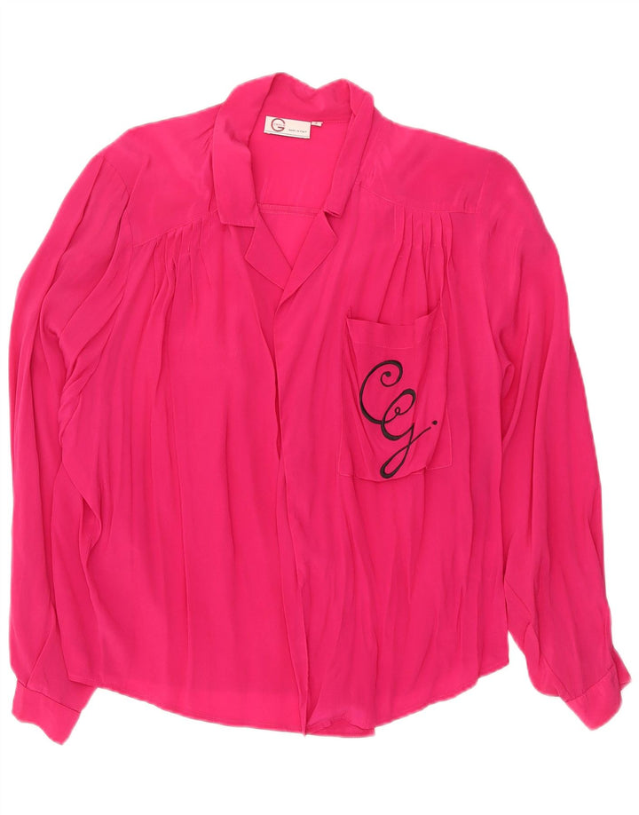vintage Femme Chemise surdimensionnée Blouse UK 10 Petit Rose