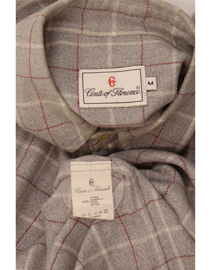 Conte of Florence Chemise en flanelle pour homme en coton à carreaux gris moyen