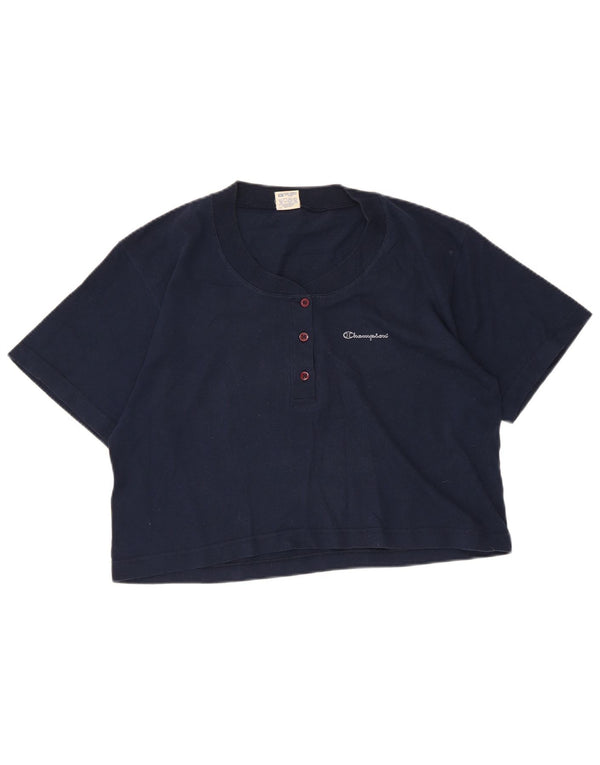 Champion T-shirt court pour femme UK 14 Bleu marine moyen Coton