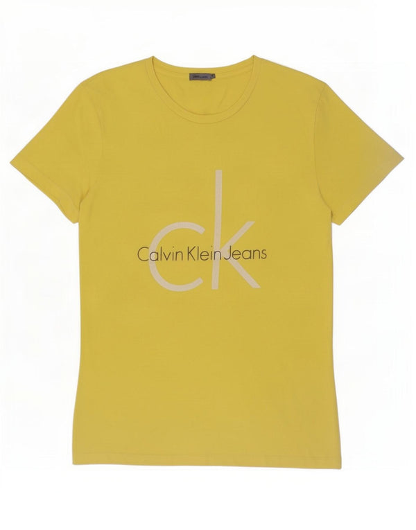 Calvin Klein Jeans T-Shirt Graphique Homme Jaune Moyen Coton