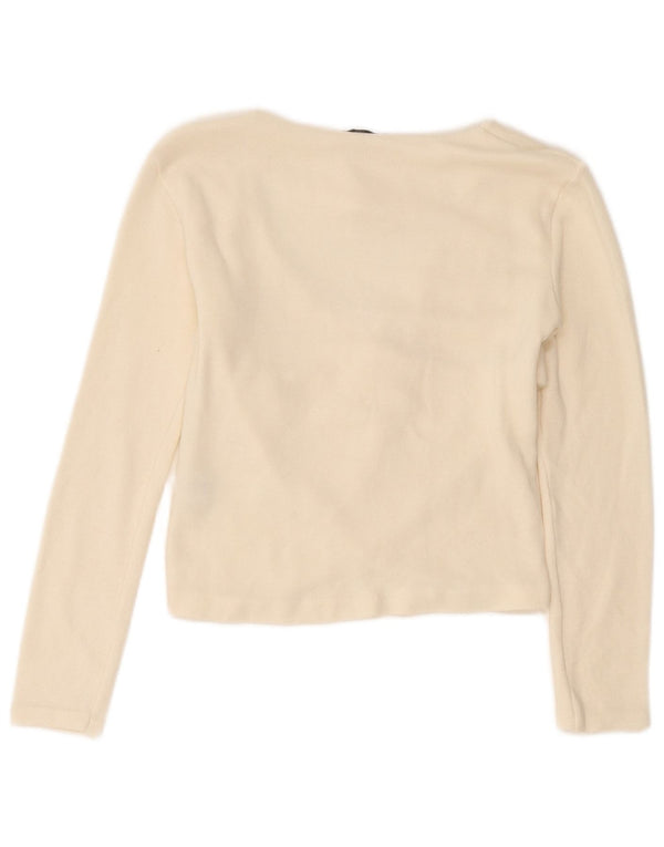 Zara Chemisier court à manches longues pour femme UK 10 Petit Viscose Blanc cassé