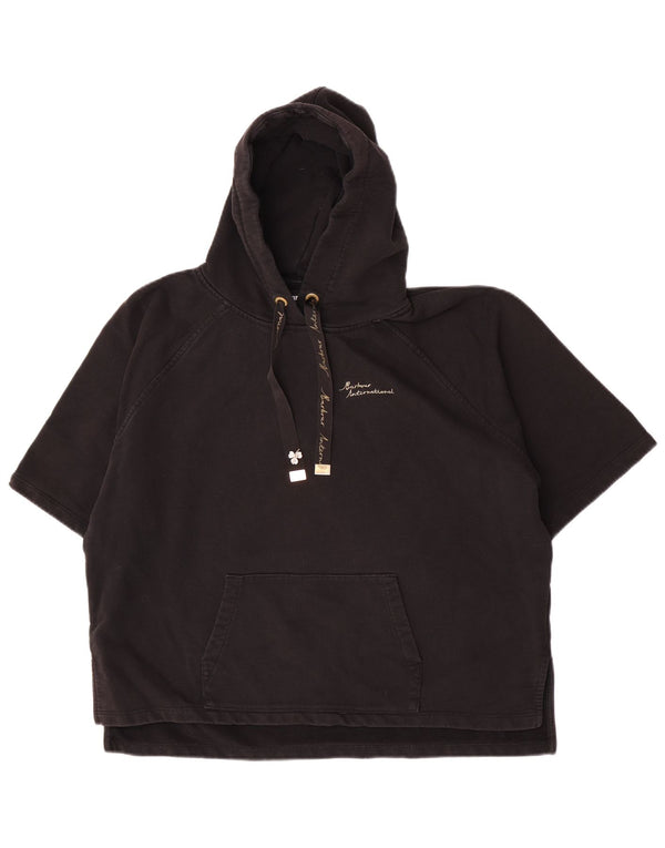 Barbour Pull à capuche surdimensionné à manches courtes pour femme UK 14 Large Noir