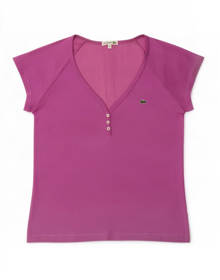 Lacoste T-Shirt Femme Top Taille 38 Coton Violet Moyen
