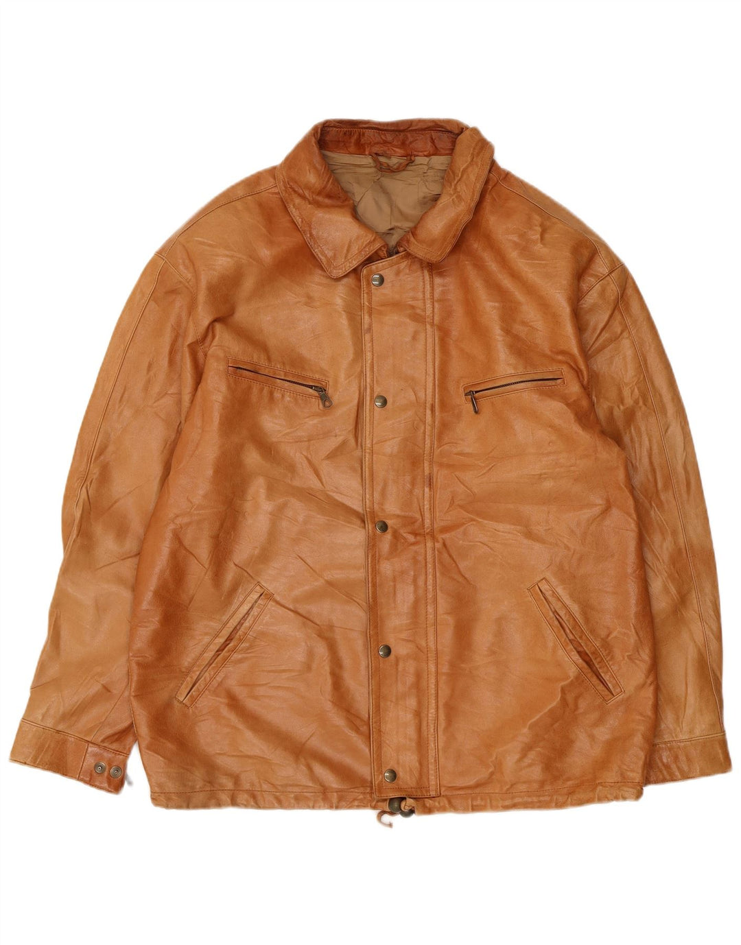 veste en cuir homme vintage UK 38 Cuir Beige Moyen