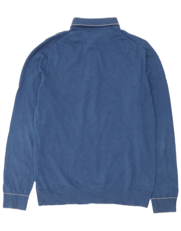 Marks & Spencer Pull à col polo pour homme Petit coton bleu