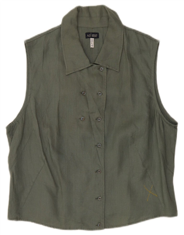 Armani Jeans Chemisier sans manches à double boutonnage pour femme IT 48 XL Kaki