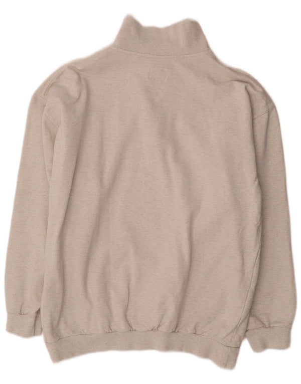 Pioneer Mens Zip Neck Sweatshirt Jumper Grand Gris Moucheté Coton
