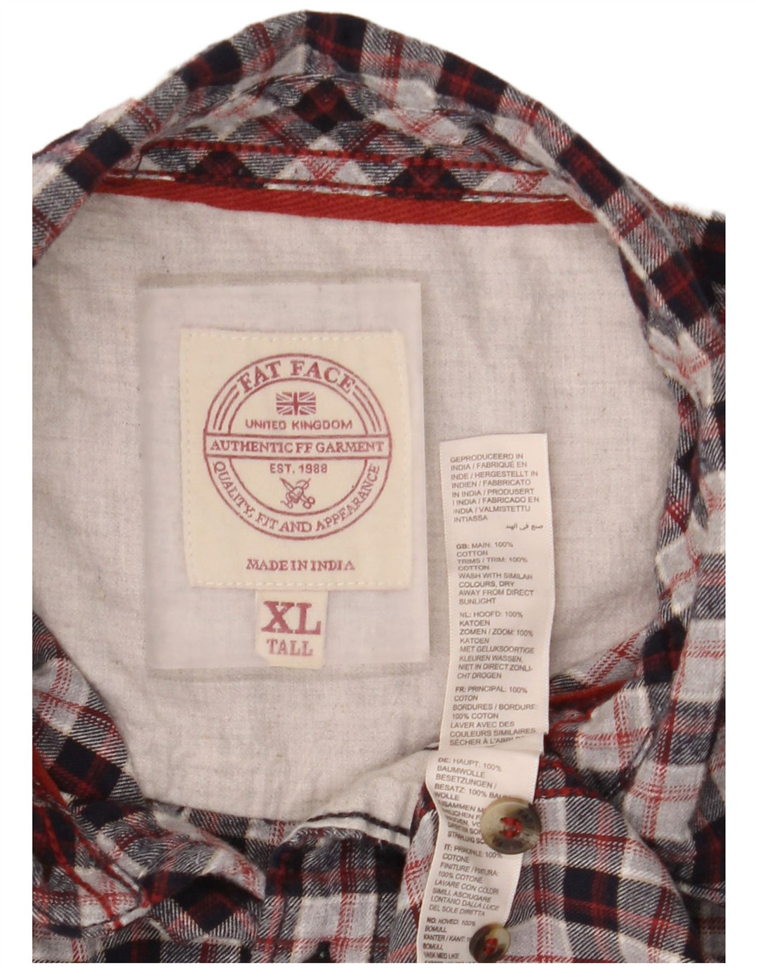 Fat Face Chemise en Flanelle à Carreaux pour Homme XL Rouge à Carreaux en Coton