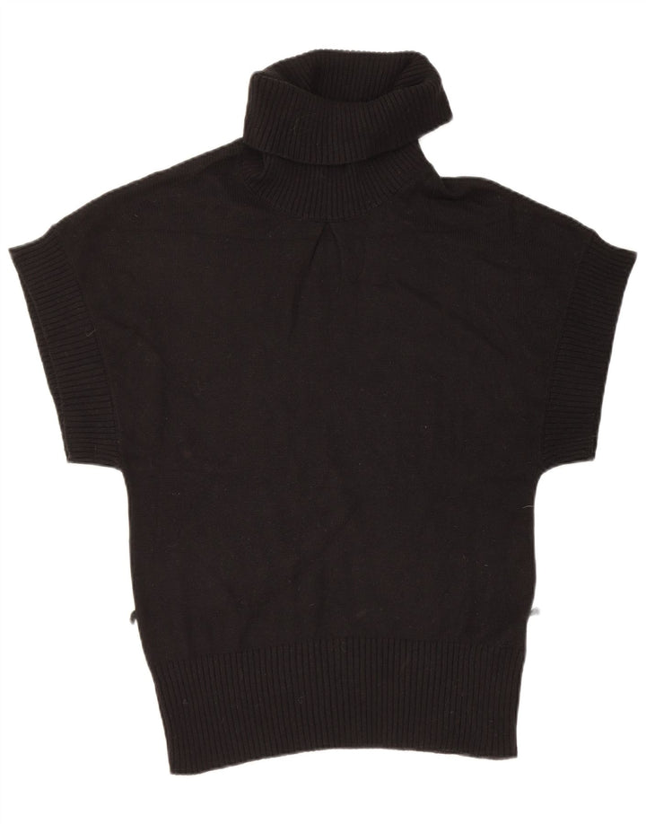 Oasis Pull à manches courtes et col roulé pour femme UK 12 Noir moyen