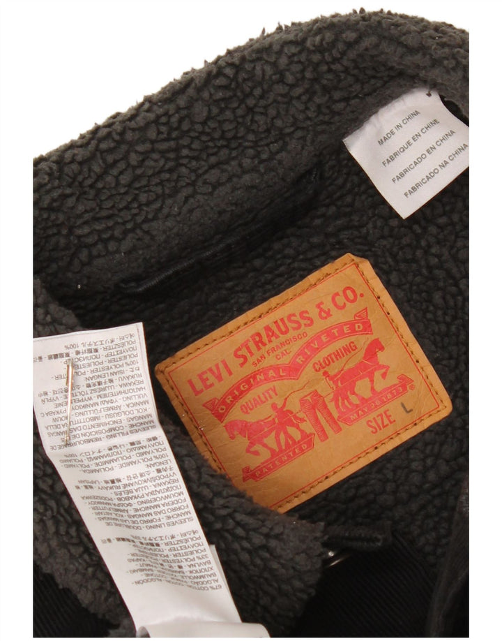 Levi's Veste Sherpa en velours côtelé pour homme UK 40 Large Noir Coton