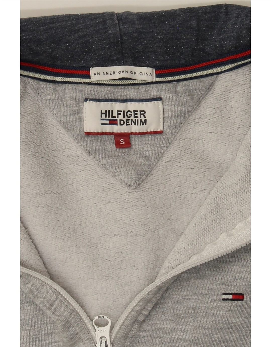 TOMMY HILFIGER Mens Zip Hoodie Sweater Small Grey Cotton Vintage Tommy Hilfiger and Second-Hand Tommy Hilfiger from Messina Hembry 