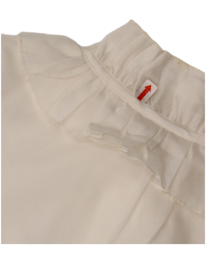 VINTAGE Femme Ruffle Front Shirt Blouse UK 16 Grand Blanc
