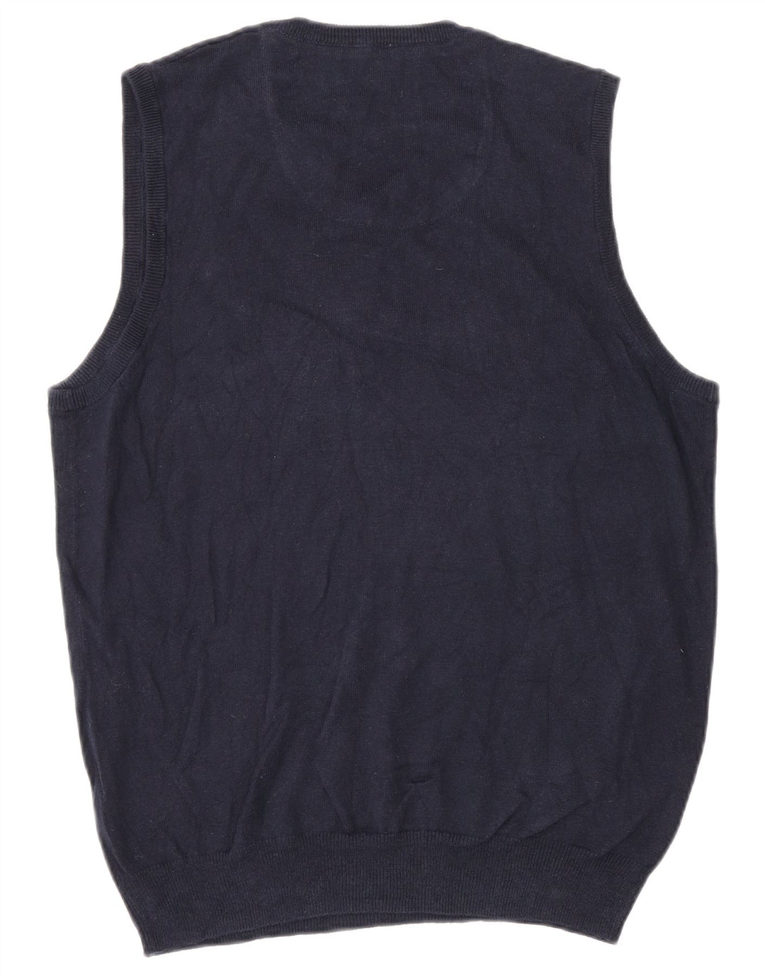 vintage Mens Vest Tank Top Petit Coton Bleu Marine