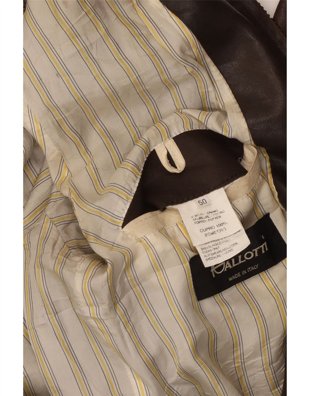 GALLOTTI Veste en Cuir Bomber Homme IT 50 Grand Cuir Marron