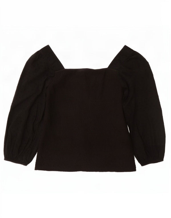 Fat Face Chemisier à manches 3/4 pour femme UK 16 Large Noir Coton