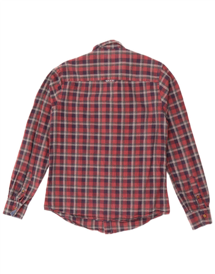 Crew Clothing Chemise en flanelle pour homme en coton à petits carreaux rouges