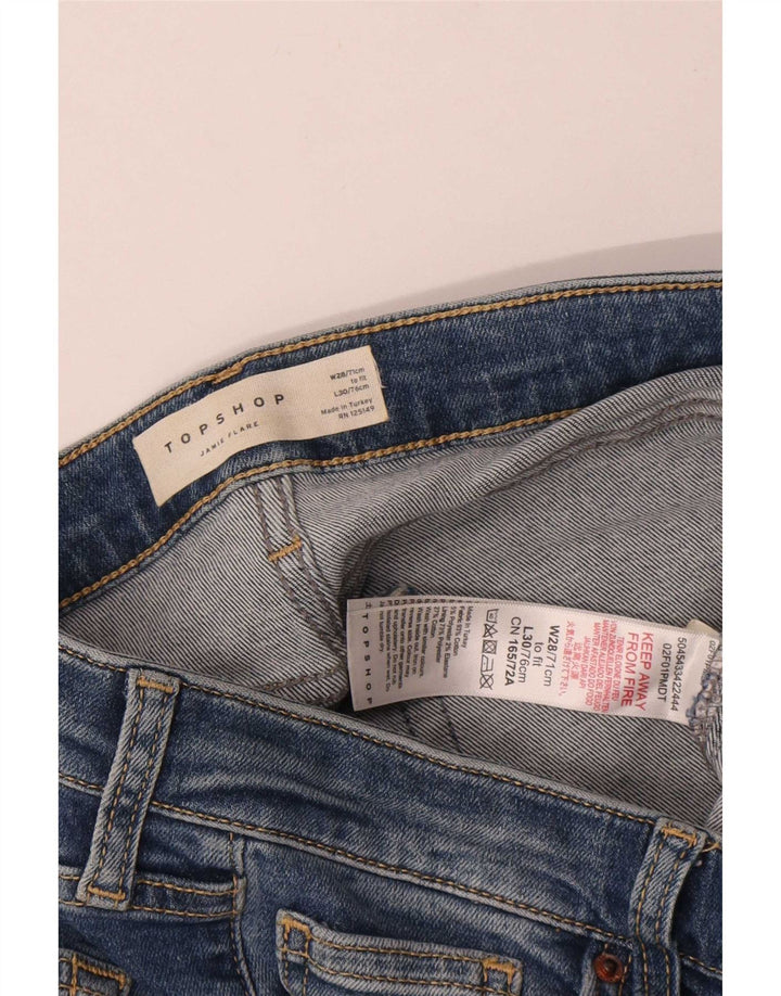 Topshop Femme Jean Évasé Jamie W28 L30 Bleu Coton