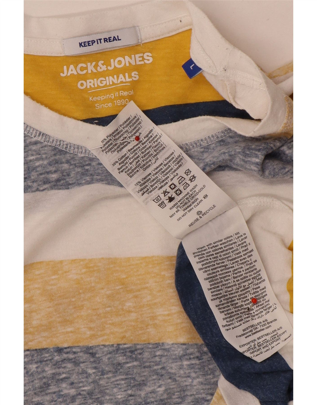 Jack & Jones T-Shirt Homme Large Multicolore Rayé Polyester