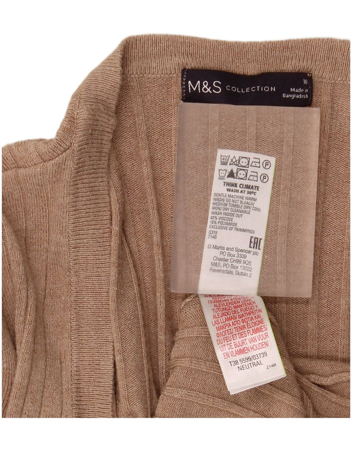 Marks & Spencer Pull cardigan ouvert long pour femme UK 10 Small Beige