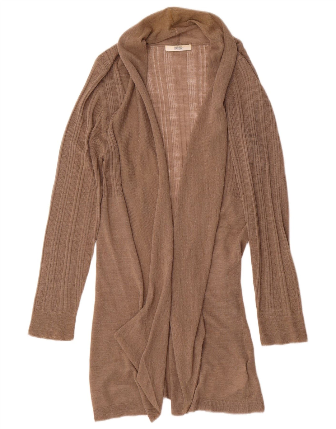 Marks & Spencer Pull cardigan ouvert long pour femme UK 14 Marron moyen