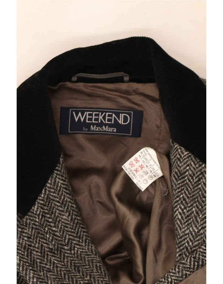 Max Mara Veste blazer Weekend 3 boutons pour femme UK 16 Grand chevrons gris