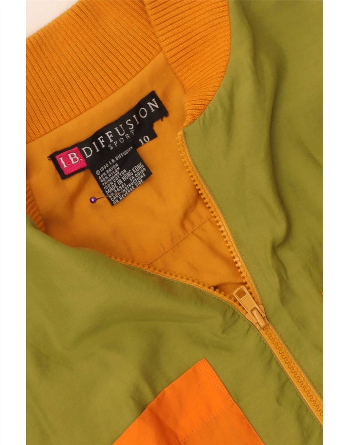 I.B Diffusion Veste Bomber Graphique Femme US 10 Large Vert Colourblock