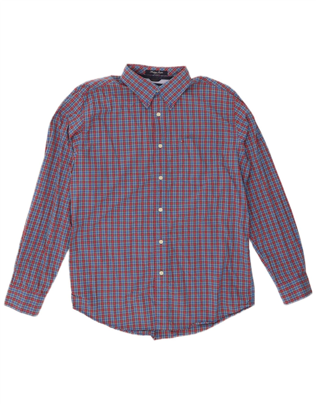 TOMMY HILFIGER Chemise Heritage Homme Grand Carreau Bleu Coton