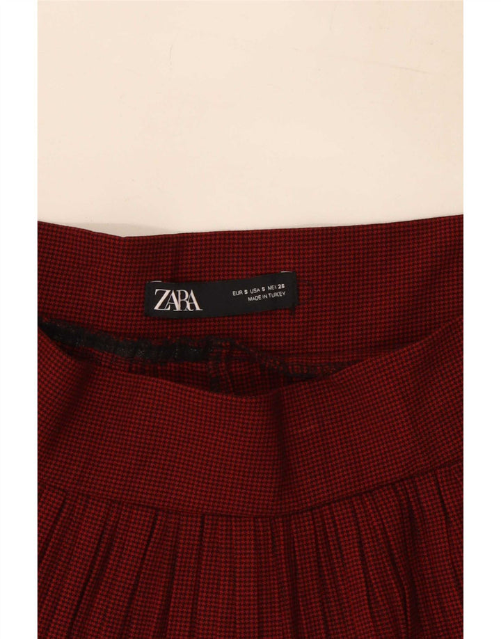 Zara Short Cullotes Femme Petit W26 Pied De Poule Rouge