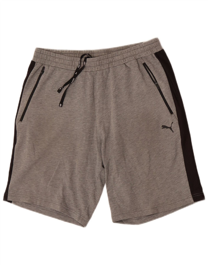 Puma Short de Sport Homme Large Gris Colorblock Cotton