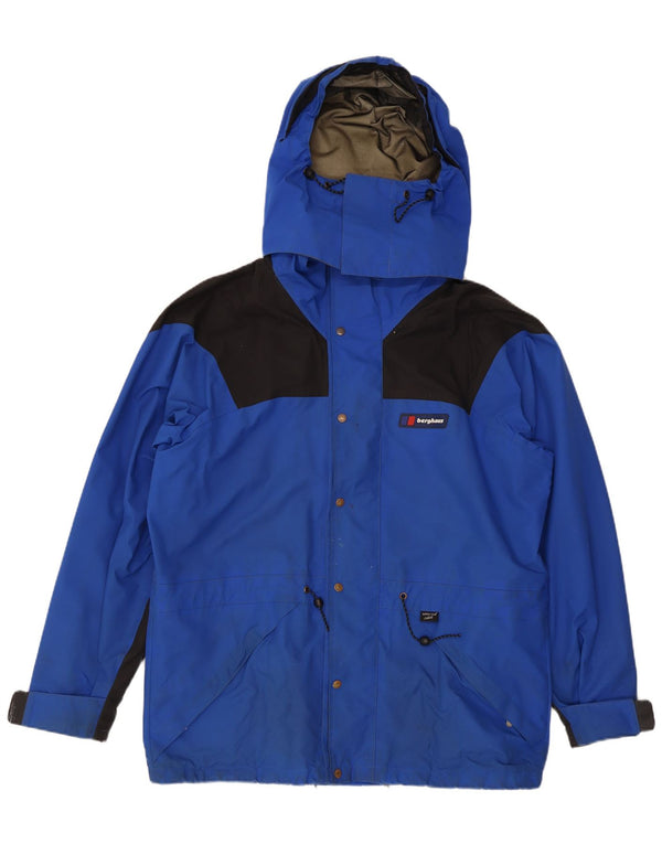 Berghaus Veste coupe-vent à capuche pour homme UK 42 XL Bleu Colorblock
