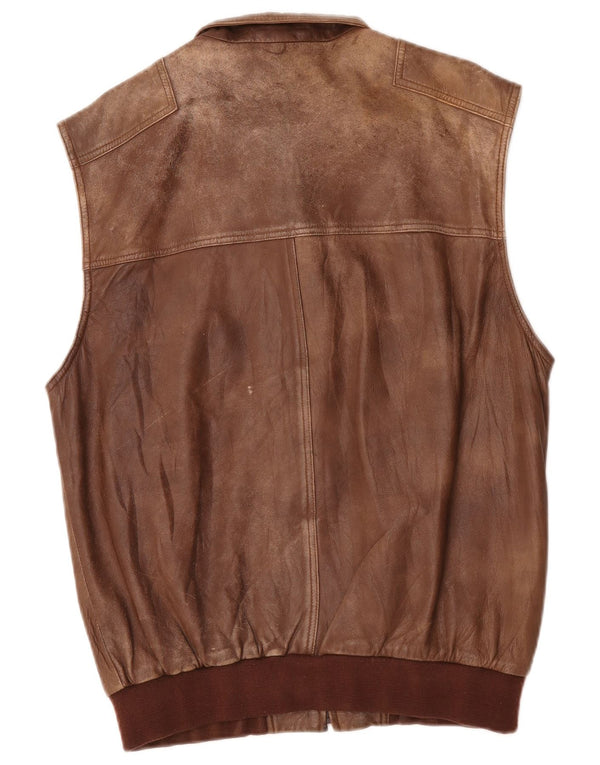 Exquisit Gilet utilitaire en cuir pour homme IT 52 XL Marron