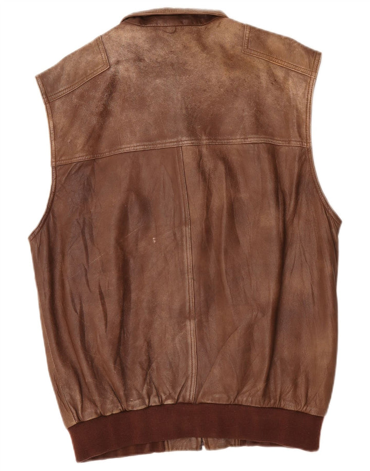 Exquisit Gilet utilitaire en cuir pour homme IT 52 XL Marron