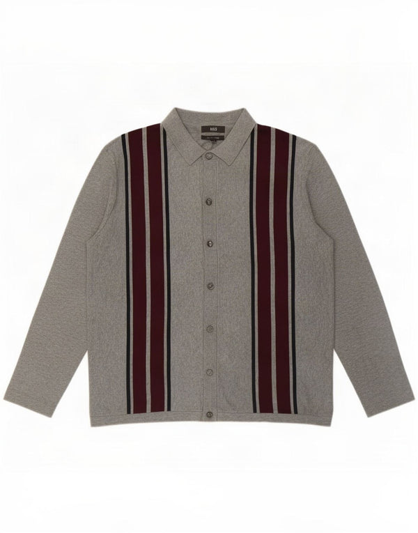 Marks & Spencer Chemise Homme XL Gris Rayé Coton
