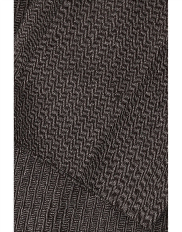 Marks & Spencer Pantalon de Costume Droit Homme W36 L31 Laine à Chevrons Gris