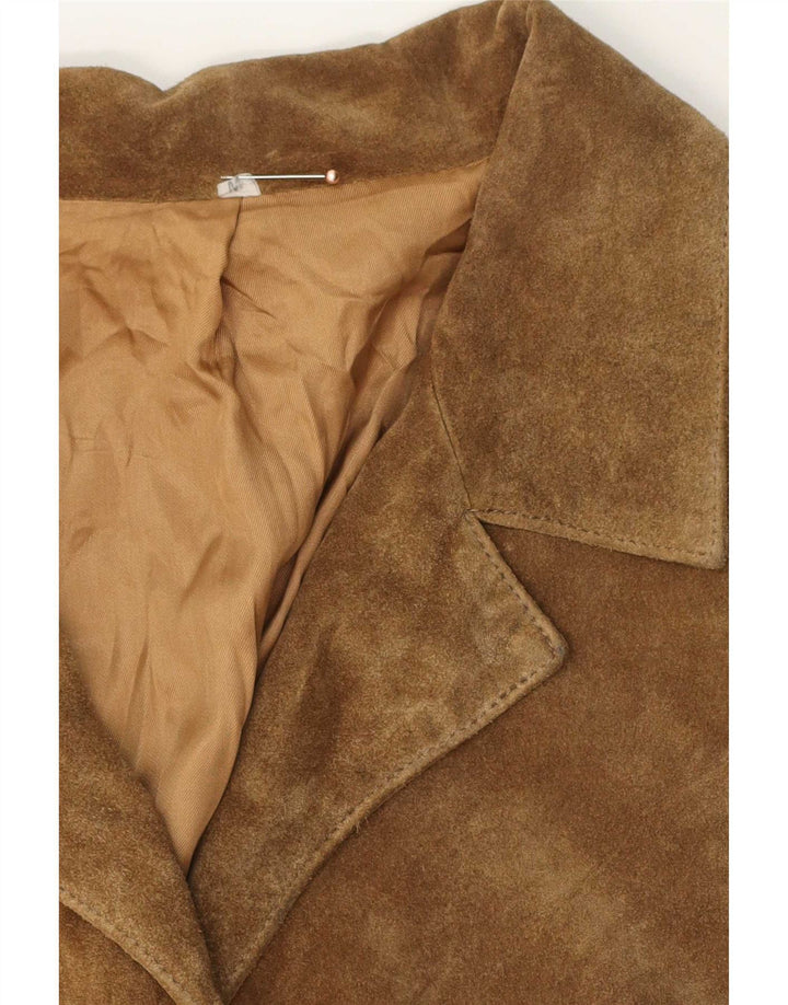 Veste en daim coupe ample femme vintage UK 14 brun moyen