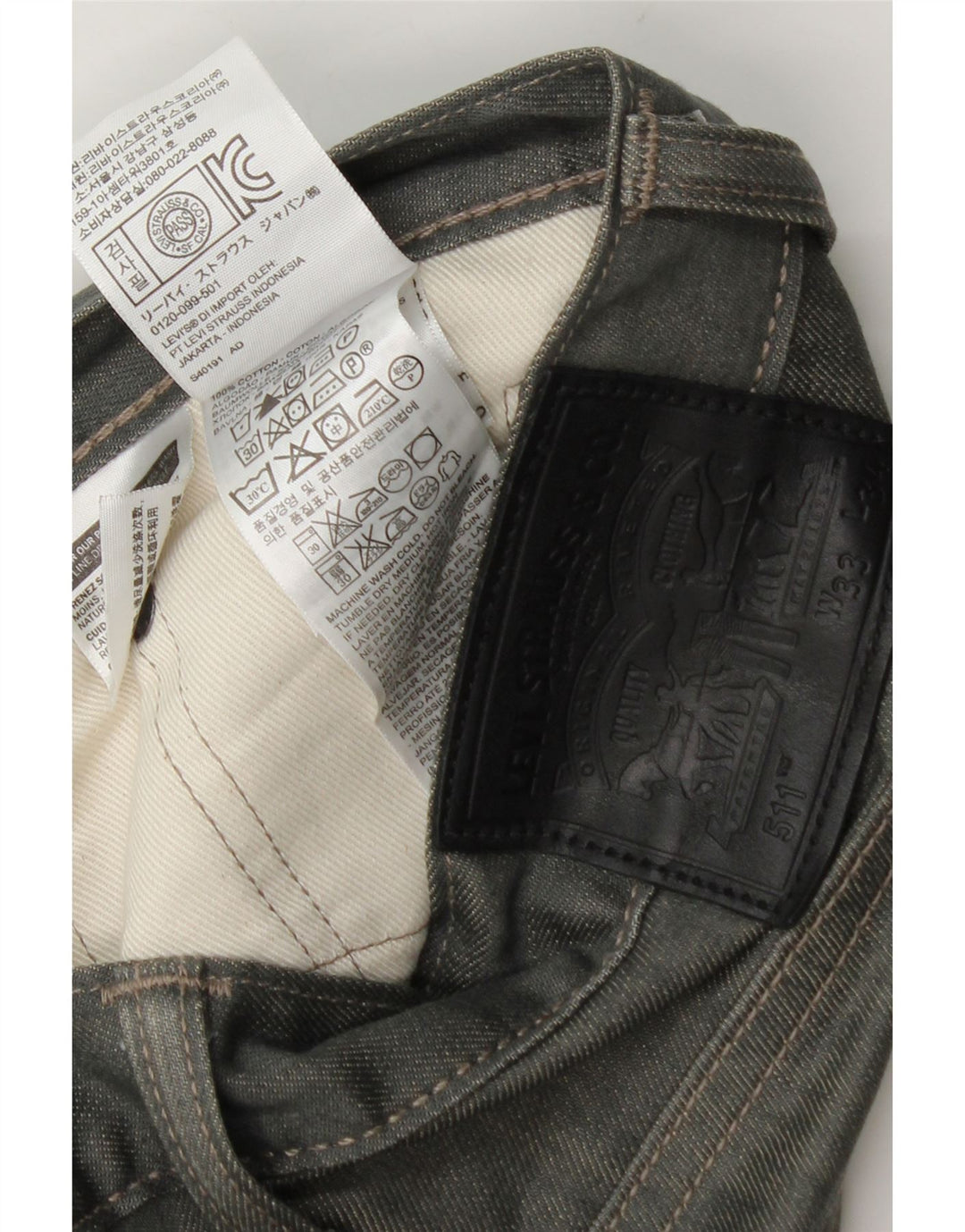 Levi's Jean Slim 511 Homme W33 L34 Gris Coton