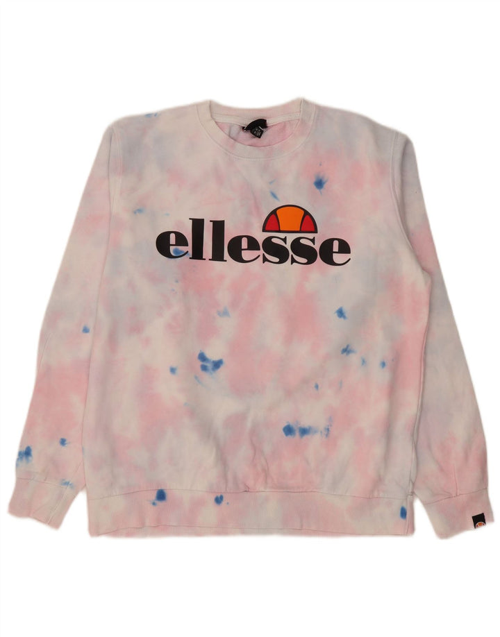 Ellesse Sweat-shirt graphique pour femme UK 42 en coton tie-dye rose moyen