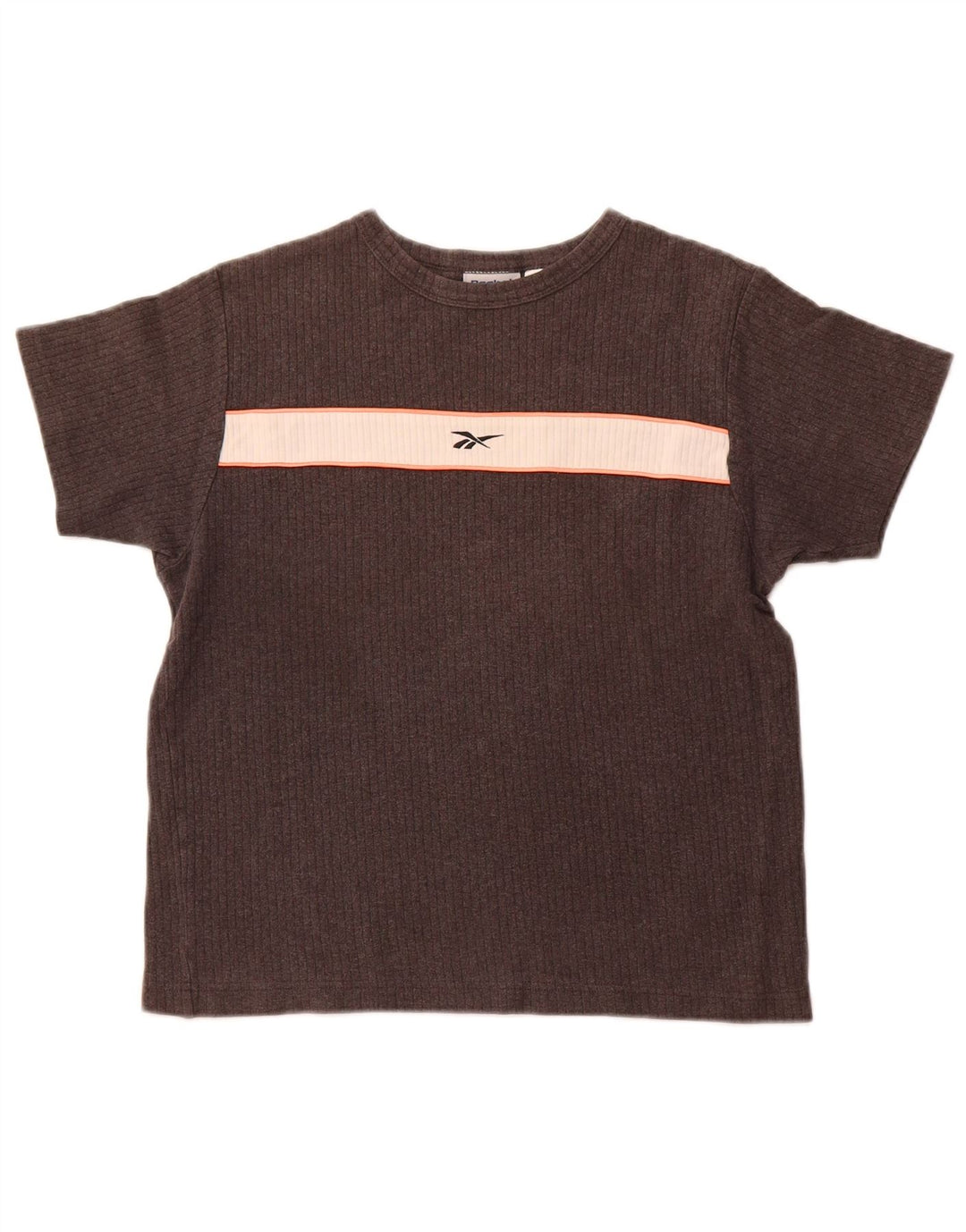 REEBOK T-Shirt Femme UK 12 Gris Moyen Colourblock Coton