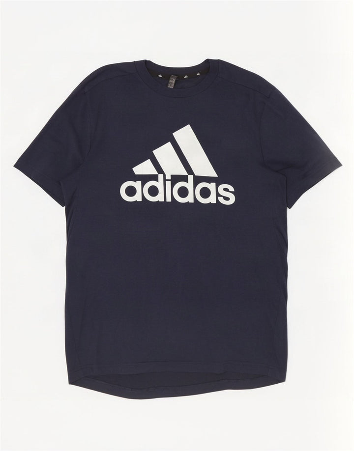 Adidas Hommes Aeroready Graphic T-Shirt Top Petit Bleu Marine Polyester