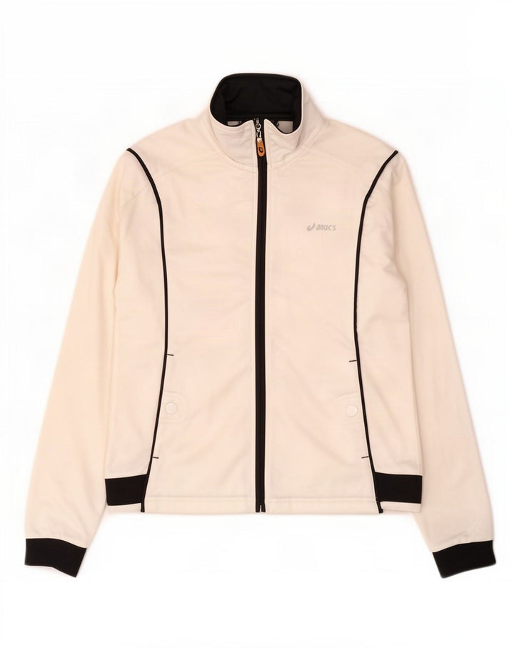 Asics Veste de survêtement pour femme UK 14 Medium Off White Colourblock
