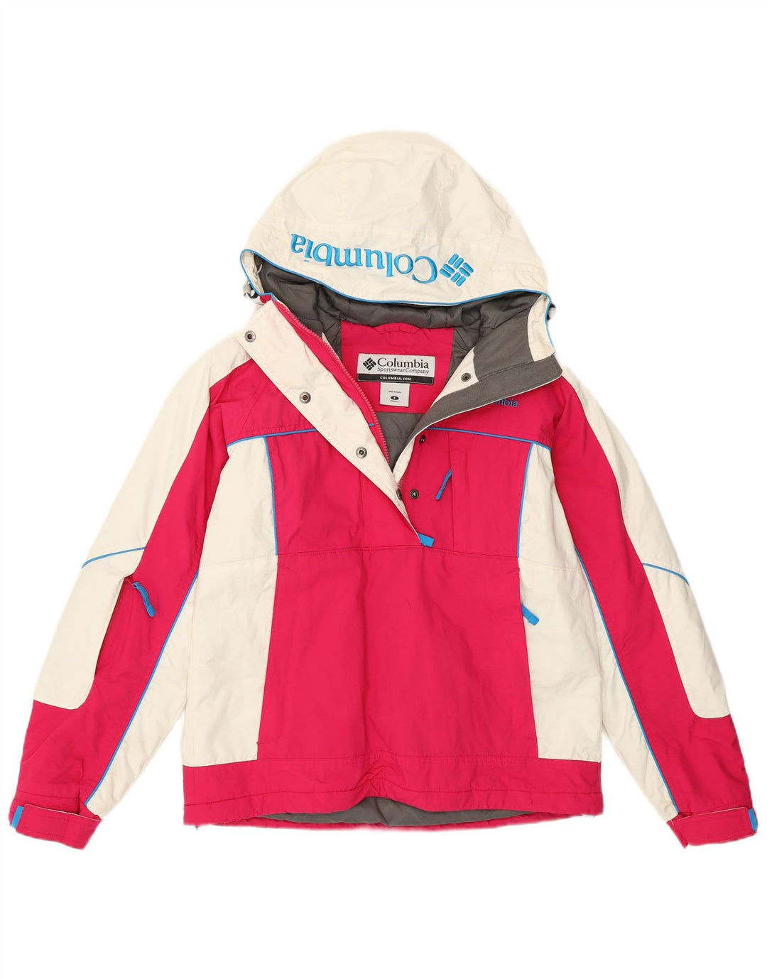 Columbia Veste Anorak à capuche surdimensionnée pour femme UK 10 Small Rose Colourblock