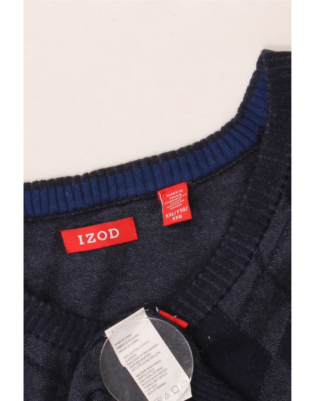 IZOD Débardeur Homme 2XL Bleu Marine Argyle/Diamant Coton