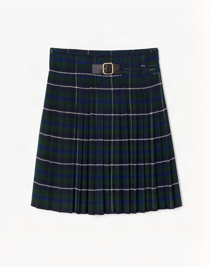 vintage Femmes Jupe portefeuille plissée W32 Grand Plaid Vert