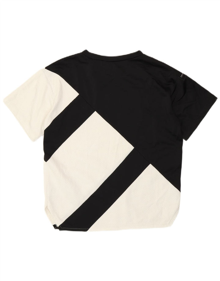 ADIDAS T-shirt pour femme UK 12 Medium Noir Colourblock Polyester