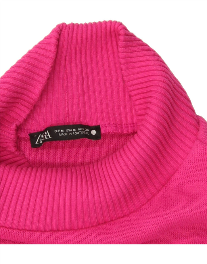 ZARA Womens Oversized Turtle Neck Jumper Sweater UK 14 Medium Pink Viscose Vintage Zara and Second-Hand Zara from Messina Hembry 