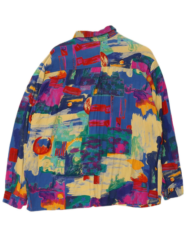 Chemisier chemise femme vintage UK 18 XL Colourblock multicolore