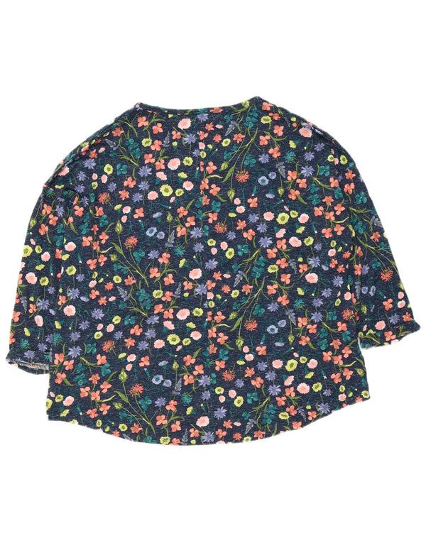 Marks & Spencer Haut Femme Manches 3/4 UK 22 3XL Bleu Marine Floral Polyester