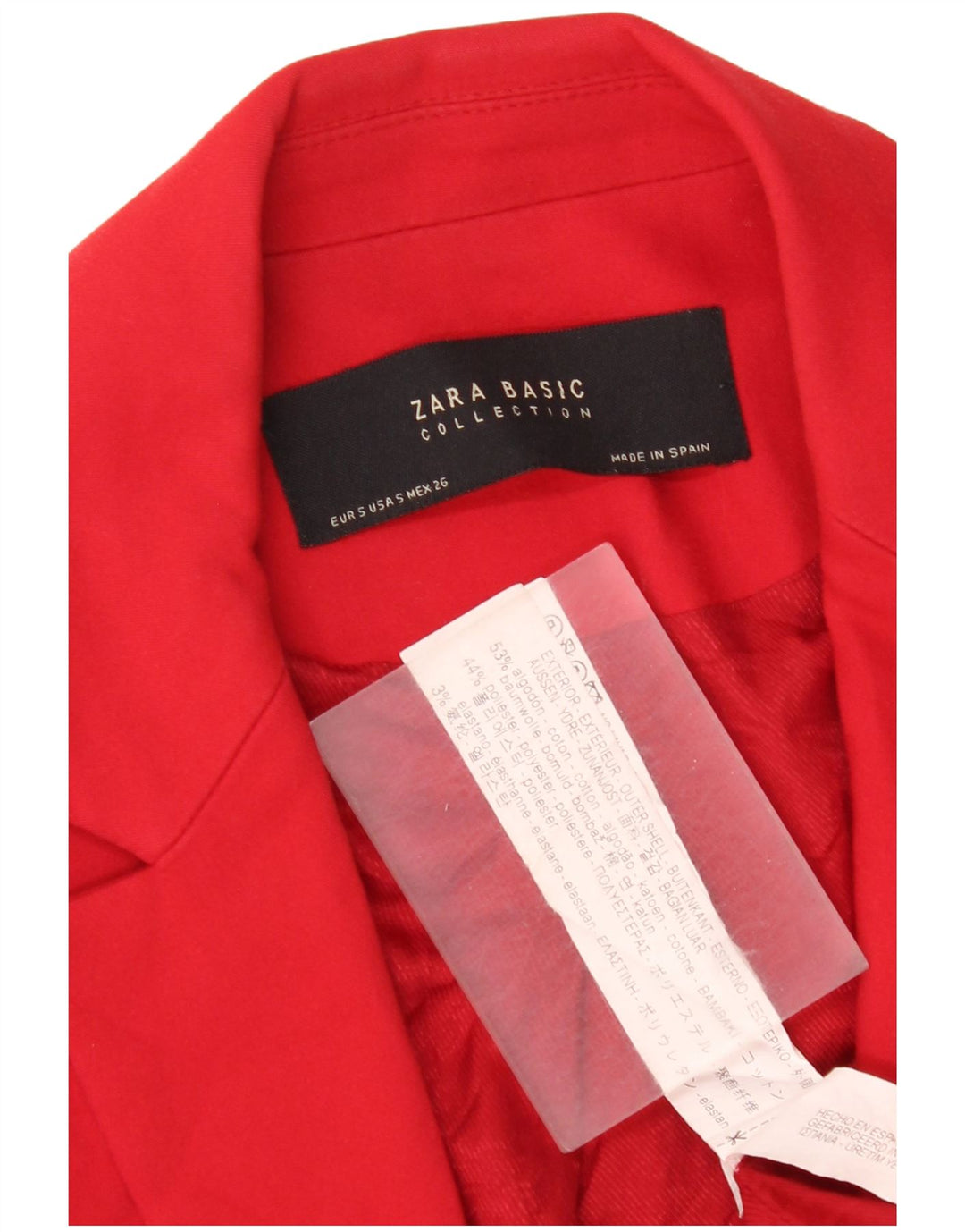 Zara Veste Blazer 1 Bouton Femme UK 10 Petit Coton Rouge