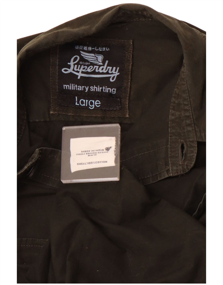 SUPERDRY Chemise Militaire Homme Large Kaki Coton