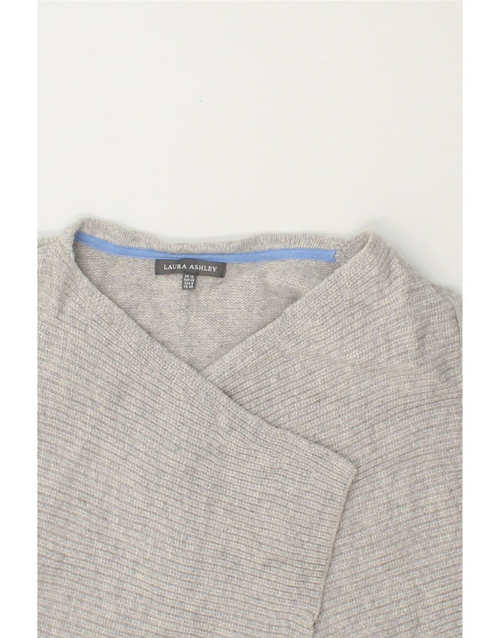 LAURA ASHLEY Womens Asymmetric Cardigan Sweater UK 12 Medium  Grey Vintage Laura Ashley and Second-Hand Laura Ashley from Messina Hembry 